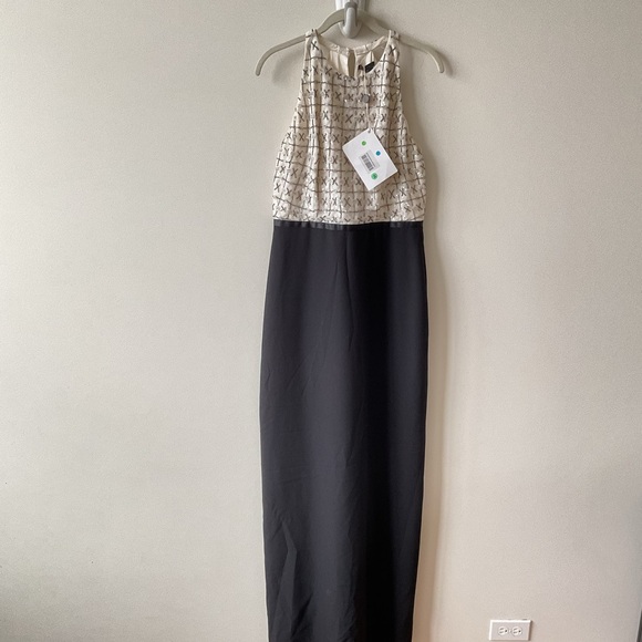 Raoul Elegant Black & Ivory Halter Beaded Gown Dress Size 10 New With Tags - Picture 4 of 14
